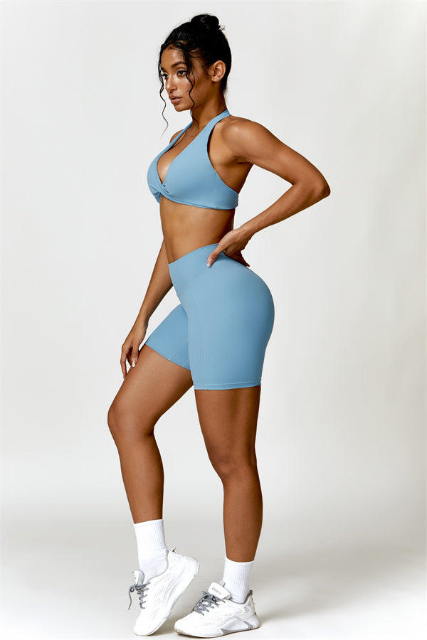 Twist-Front Open Back Sports Bra