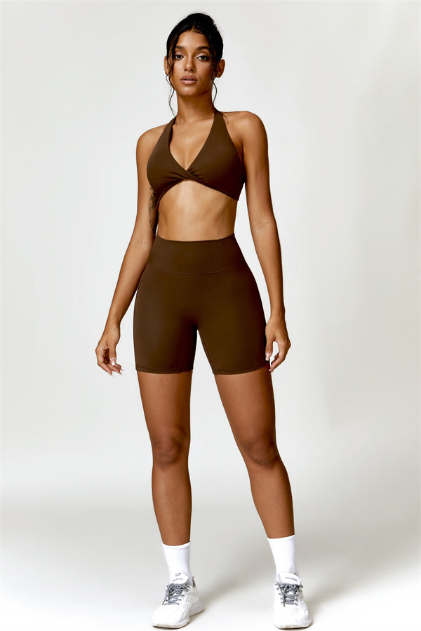 Twist-Front Open Back Sports Bra