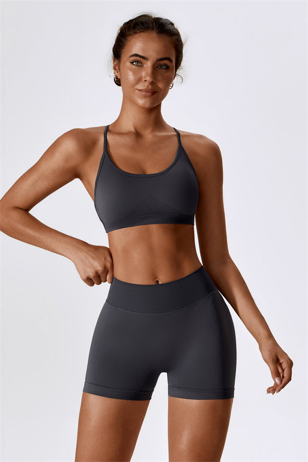 U-Neck Sculpting Sports Bra & High-Waist Shorts Set