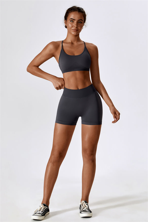 U-Neck Sculpting Sports Bra & High-Waist Shorts Set