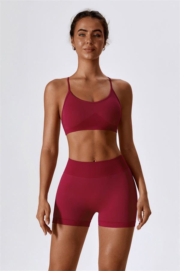 U-Neck Sculpting Sports Bra & High-Waist Shorts Set