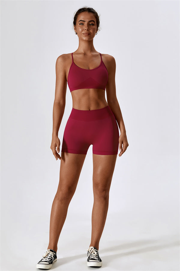 U-Neck Sculpting Sports Bra & High-Waist Shorts Set