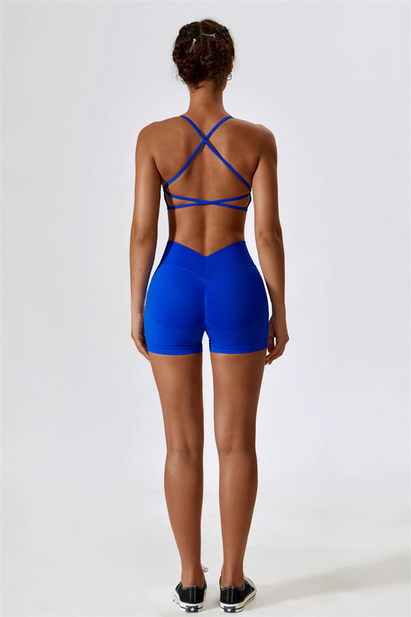 U-Neck Sculpting Sports Bra & High-Waist Shorts Set