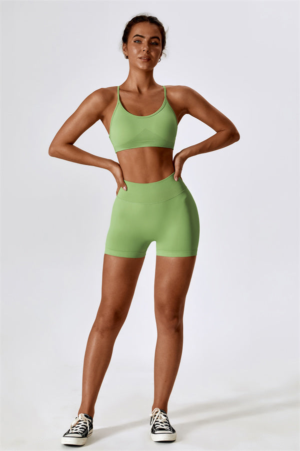 U-Neck Sculpting Sports Bra & High-Waist Shorts Set