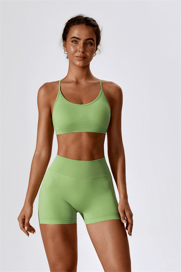 U-Neck Sculpting Sports Bra & High-Waist Shorts Set