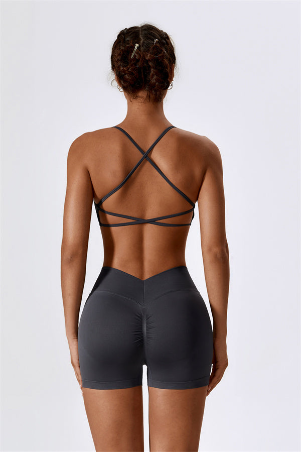 U-Neck Sculpting Sports Bra & High-Waist Shorts Set