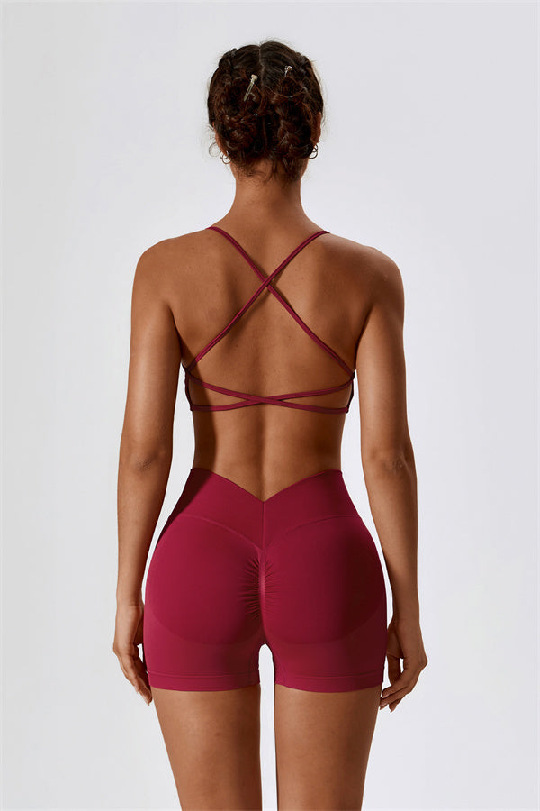 U-Neck Sculpting Sports Bra & High-Waist Shorts Set