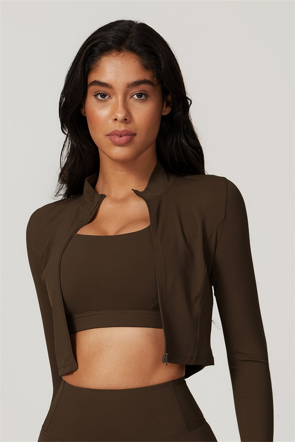 Sleek Stand Collar Zip-Up Jacket