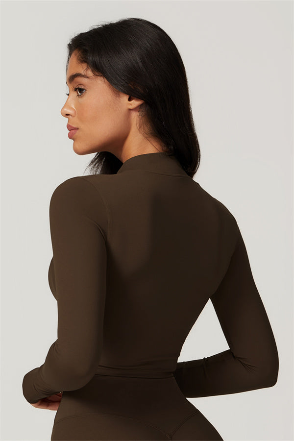 Sleek Stand Collar Zip-Up Jacket