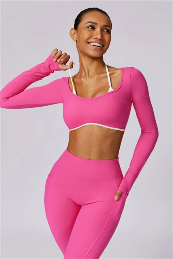 Color-Block Performance Crop Top & Leggings Set