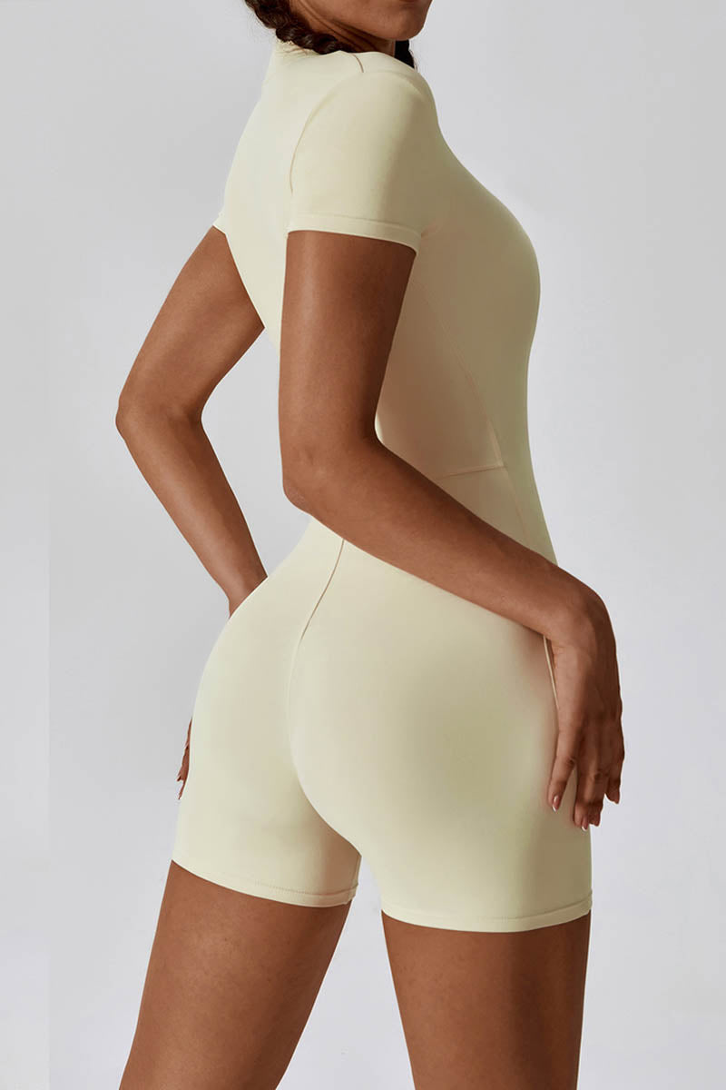 Half-Zip Stand Collar Active Jumpsuit