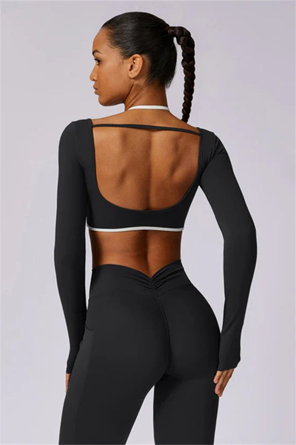 Color-Block Performance Crop Top & Leggings Set