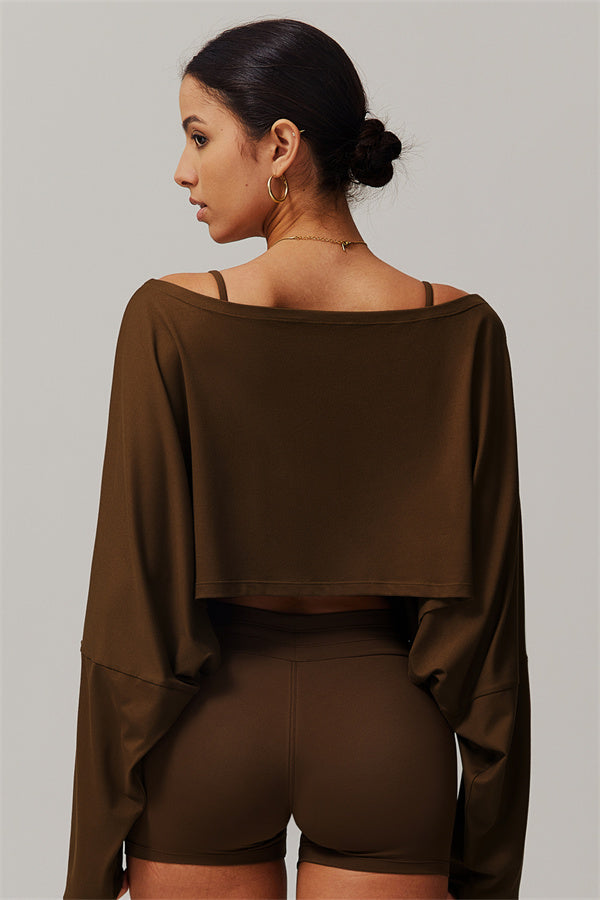 Asymmetrical Off-Shoulder Cropped Pullover