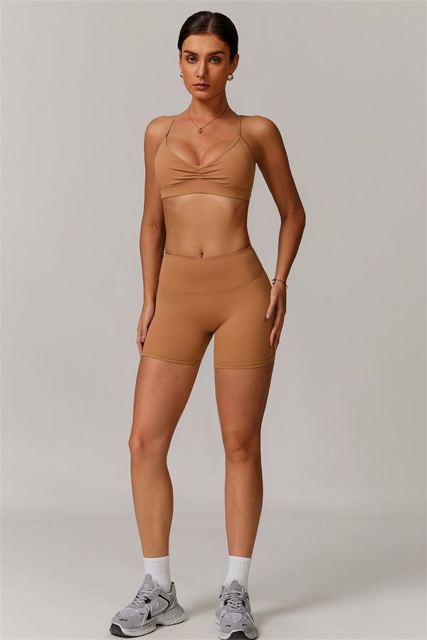 Pleated Crisscross Sports Bra
