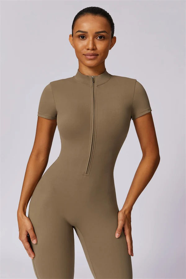 High-Performance Zip-Front Active Jumpsuit