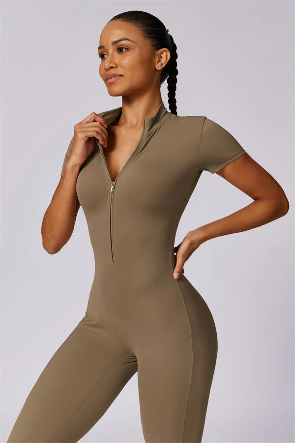 High-Performance Zip-Front Active Jumpsuit
