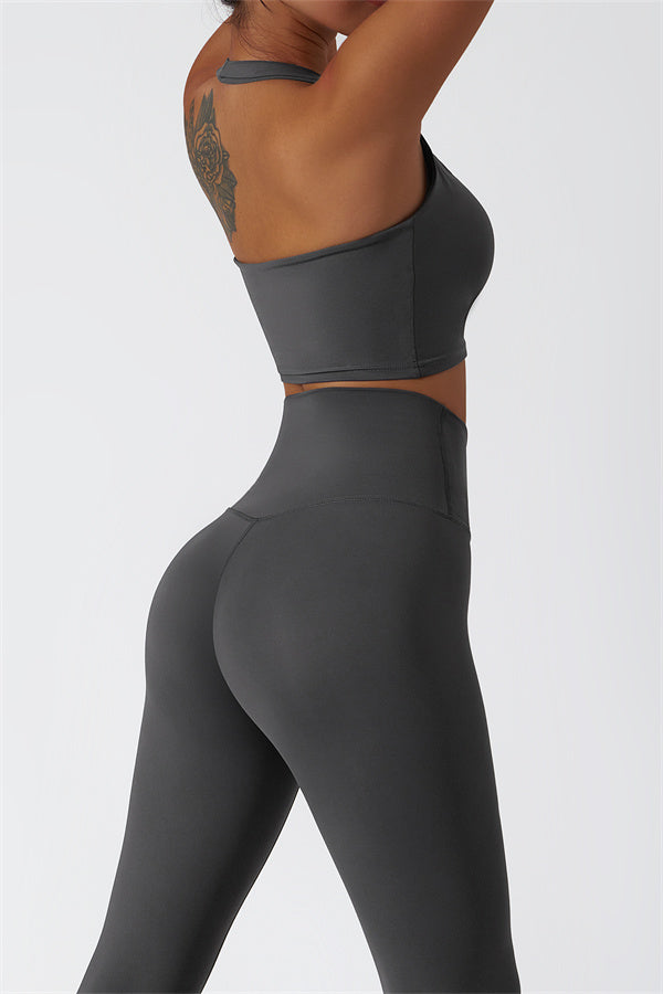 Hollow-Back Sports Bra & High-Waist Leggings Set
