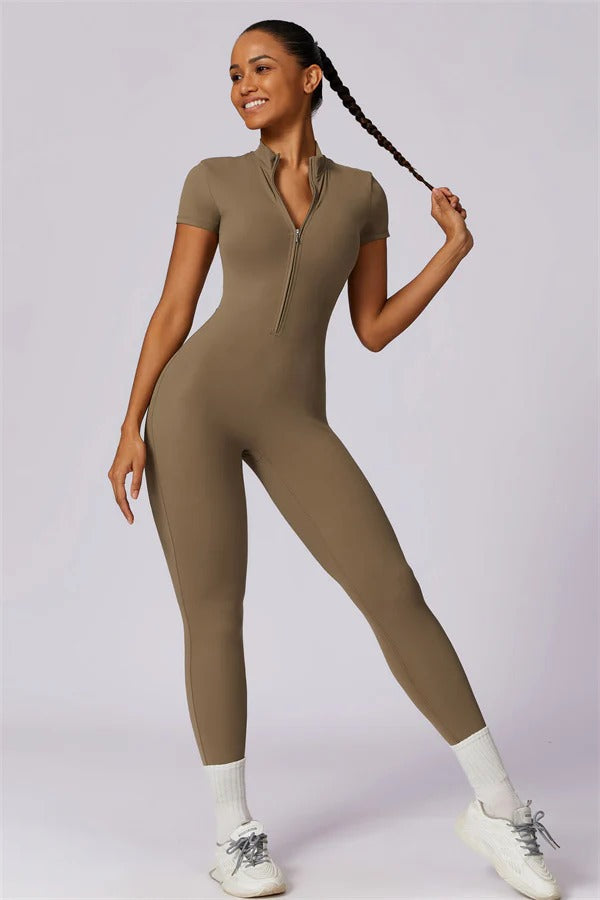 High-Performance Zip-Front Active Jumpsuit