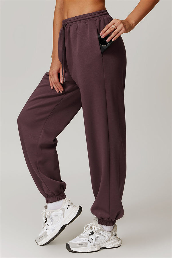 Elastic Waist Sweatpants with Side Pockets