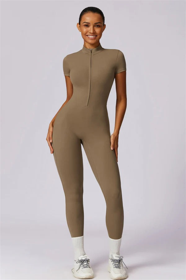 High-Performance Zip-Front Active Jumpsuit
