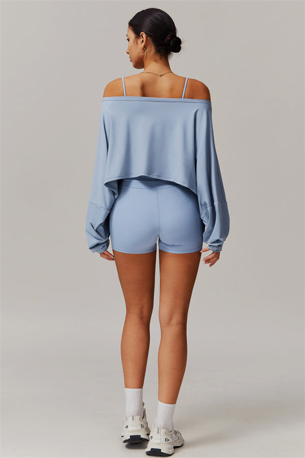 Asymmetrical Off-Shoulder Cropped Pullover