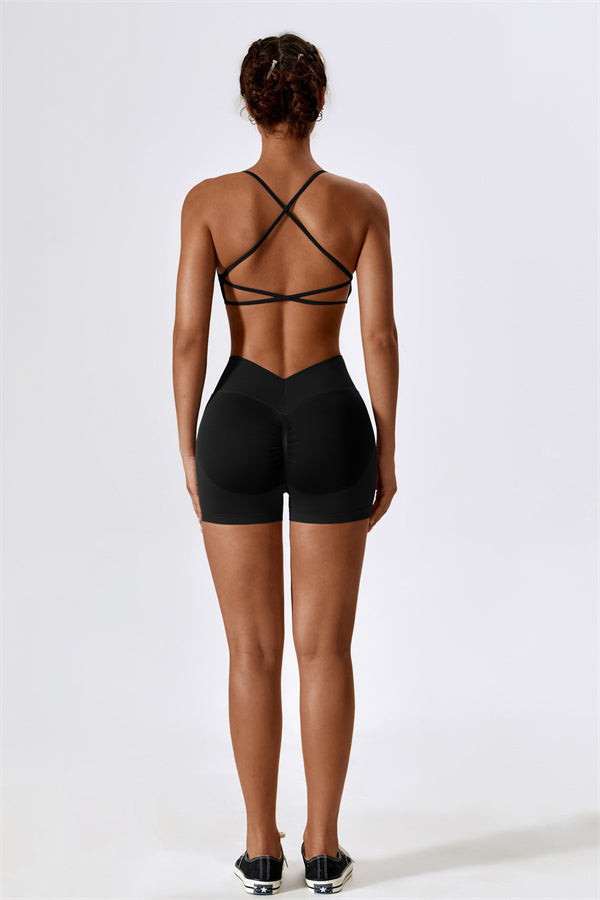 U-Neck Sculpting Sports Bra & High-Waist Shorts Set