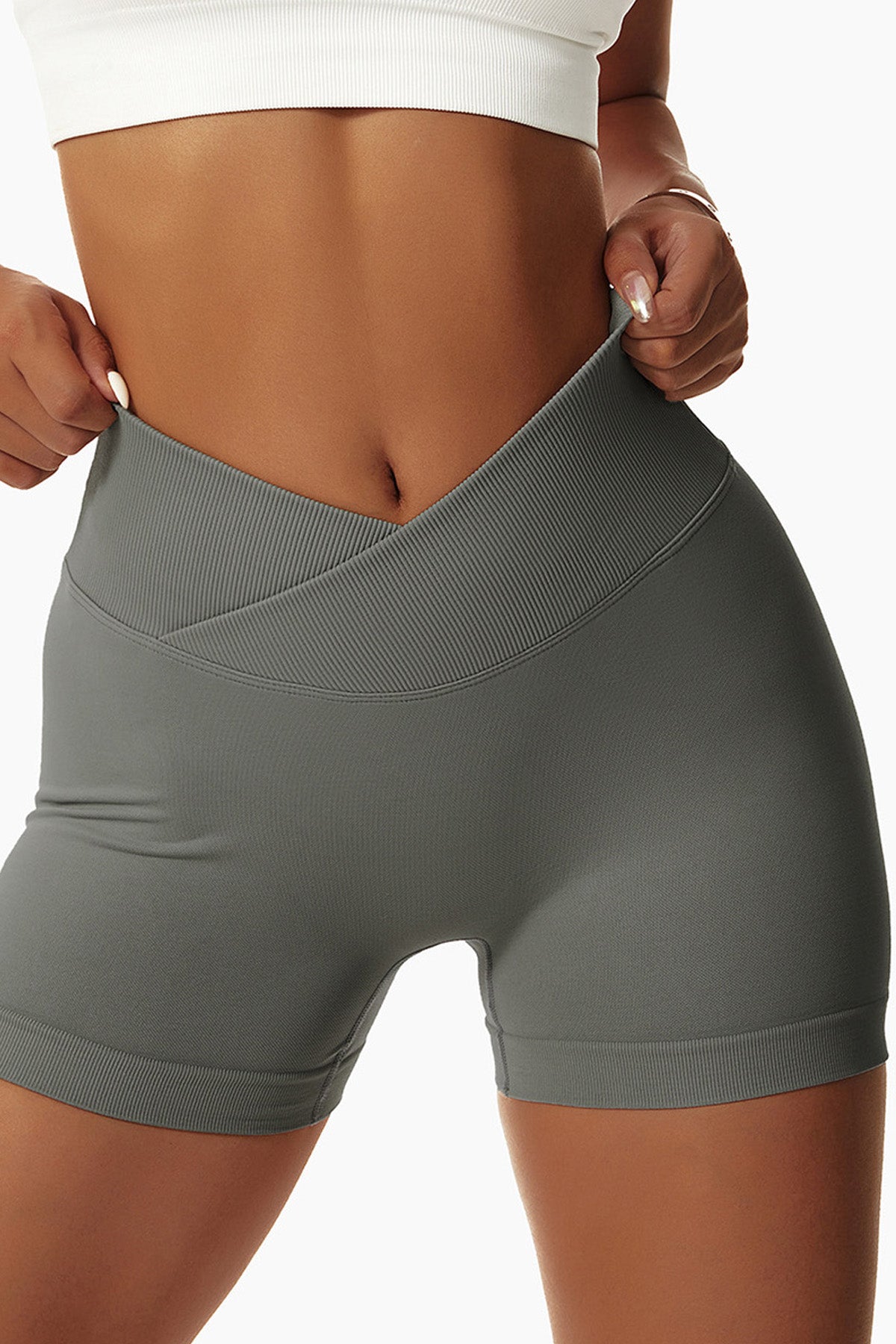 Cross-Waist Sculpting Workout Shorts