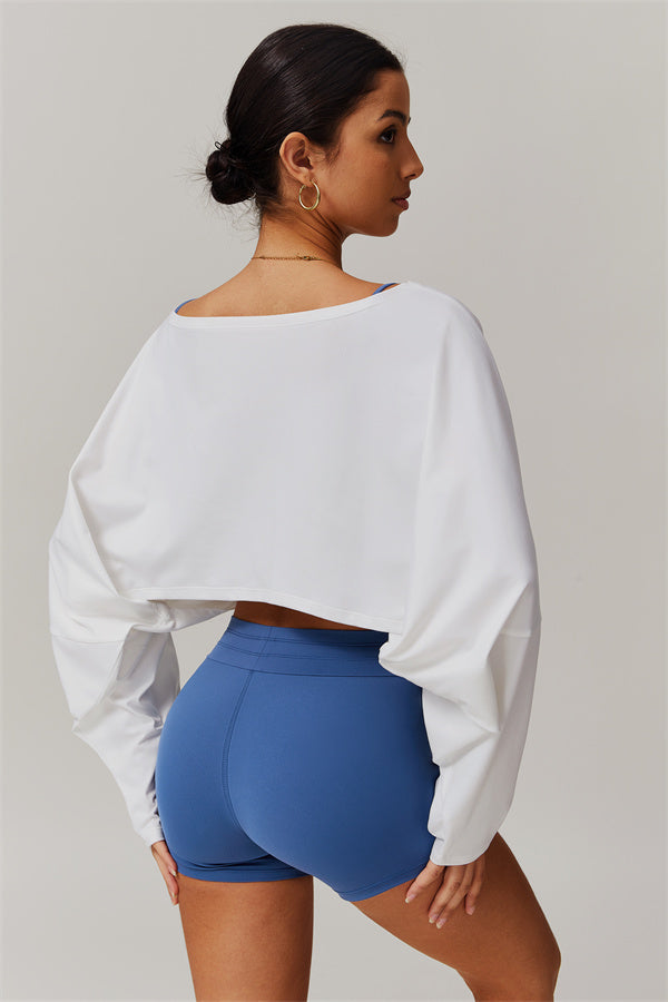 Asymmetrical Off-Shoulder Cropped Pullover