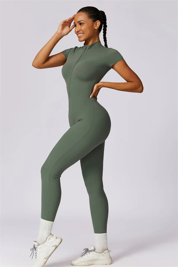 High-Performance Zip-Front Active Jumpsuit