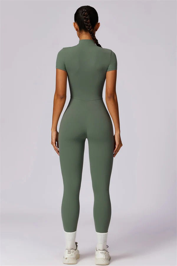 High-Performance Zip-Front Active Jumpsuit