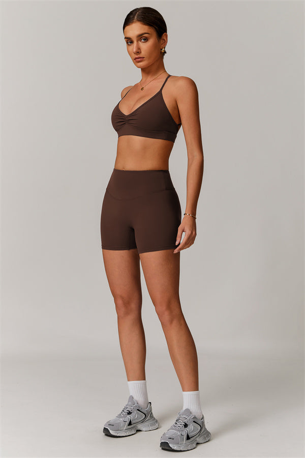 Pleated Crisscross Sports Bra