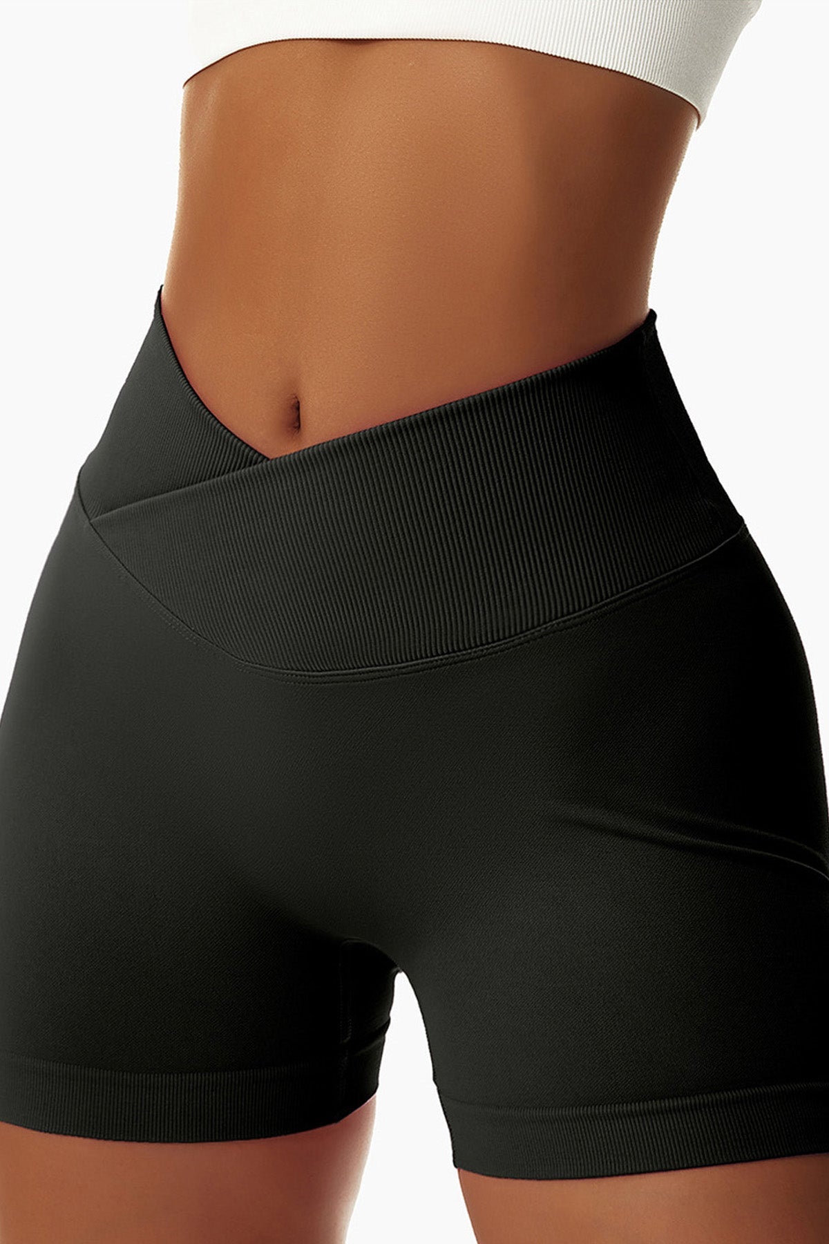 Cross-Waist Sculpting Workout Shorts