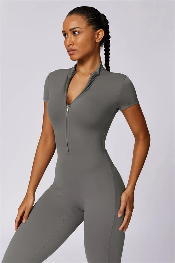High-Performance Zip-Front Active Jumpsuit
