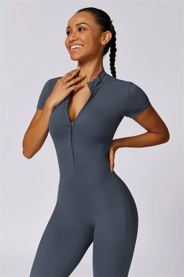 High-Performance Zip-Front Active Jumpsuit
