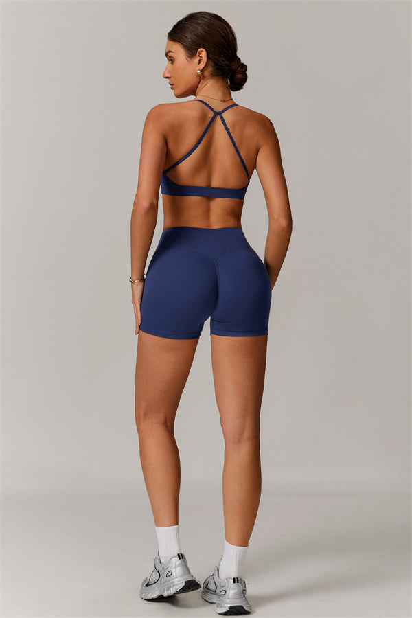 Pleated Crisscross Sports Bra