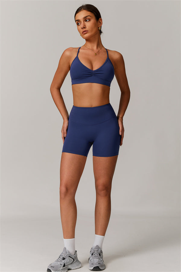 Pleated Crisscross Sports Bra