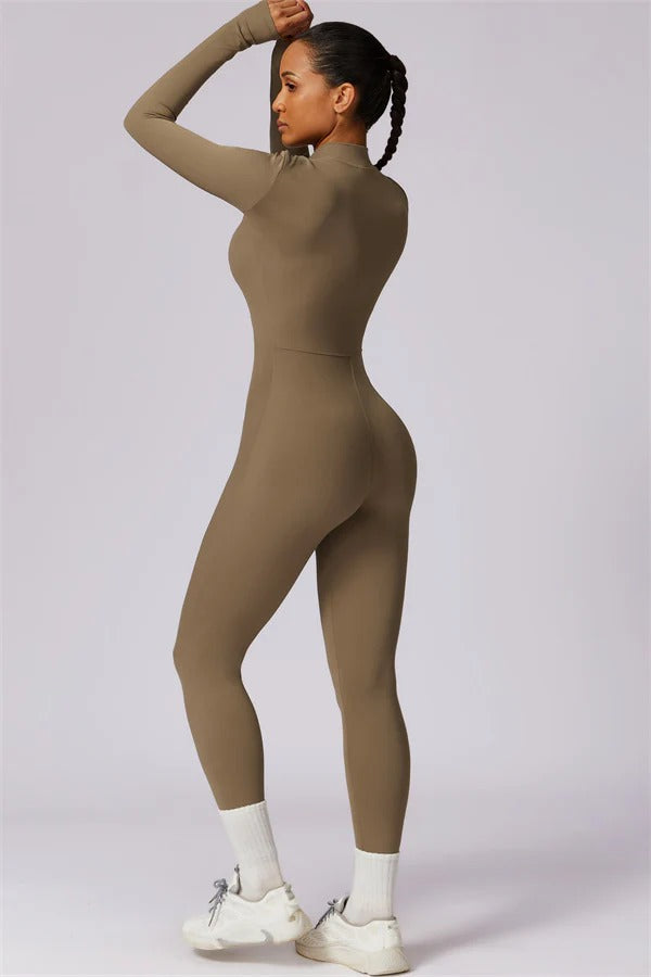 Seamless Long Sleeve Half-Zip Jumpsuit