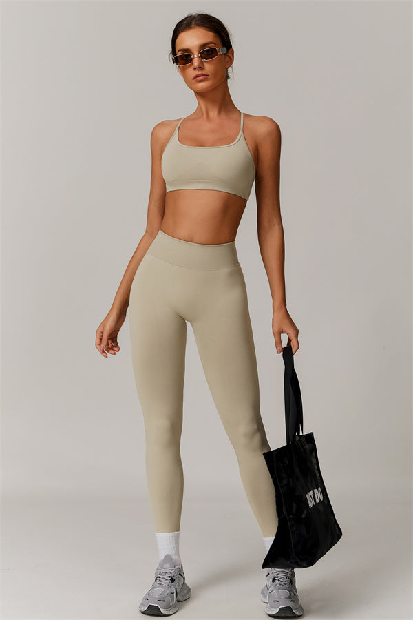 Seamless Cross-Back Sports Bra & Sculpt Legging Set