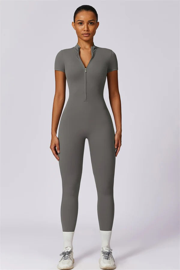 High-Performance Zip-Front Active Jumpsuit