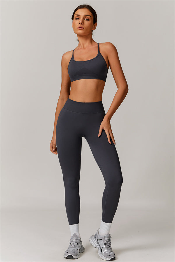 Seamless Cross-Back Sports Bra & Sculpt Legging Set