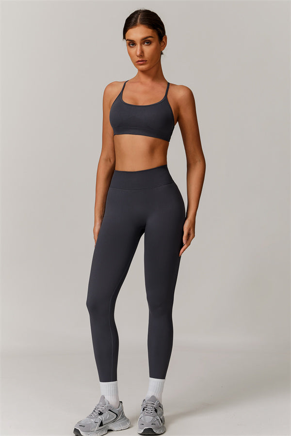 Seamless Cross-Back Sports Bra & Sculpt Legging Set