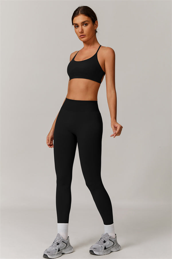 Seamless Cross-Back Sports Bra & Sculpt Legging Set