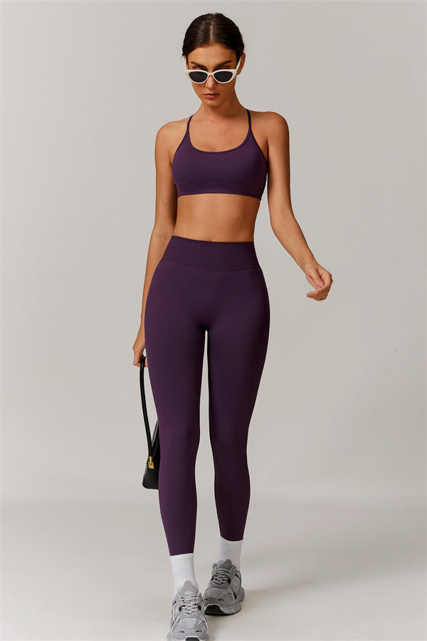 Seamless Cross-Back Sports Bra & Sculpt Legging Set