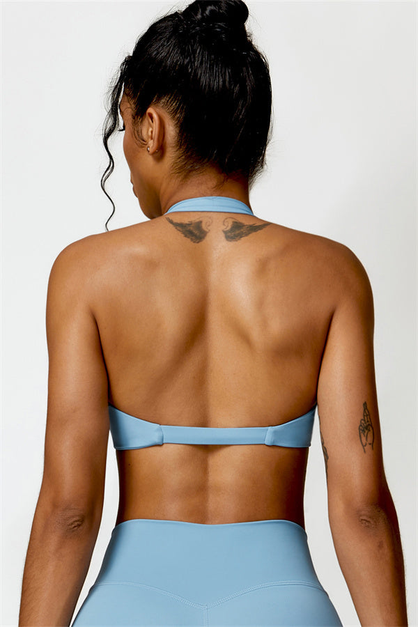 Twist-Front Open Back Sports Bra