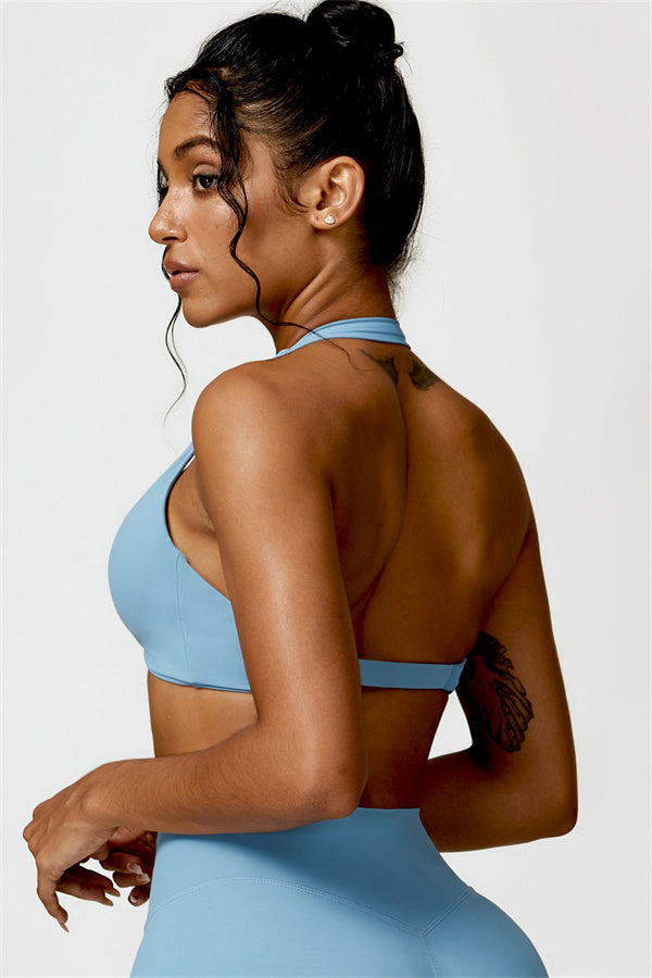 Twist-Front Open Back Sports Bra