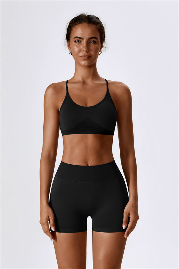 U-Neck Sculpting Sports Bra & High-Waist Shorts Set