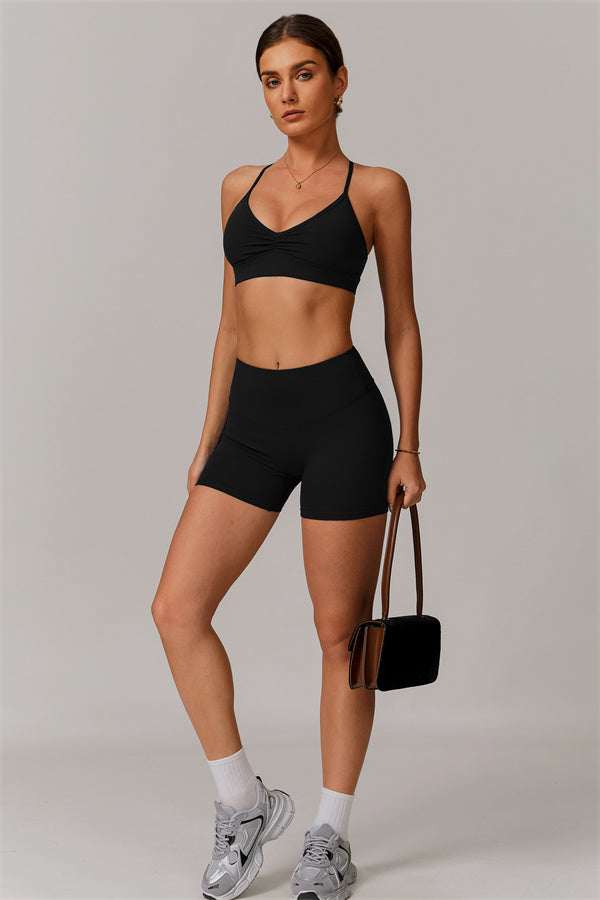 Pleated Crisscross Sports Bra
