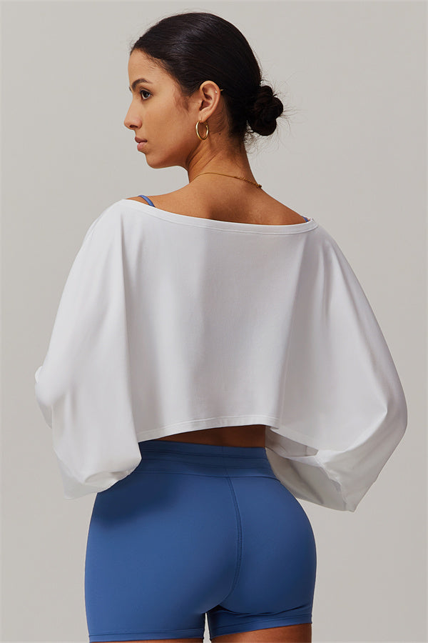 Asymmetrical Off-Shoulder Cropped Pullover