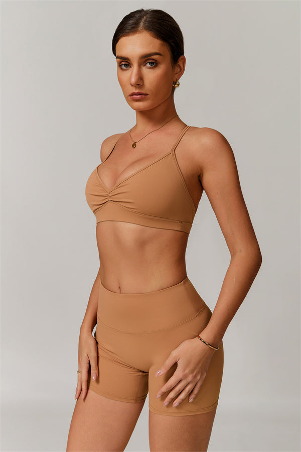 Pleated Crisscross Sports Bra