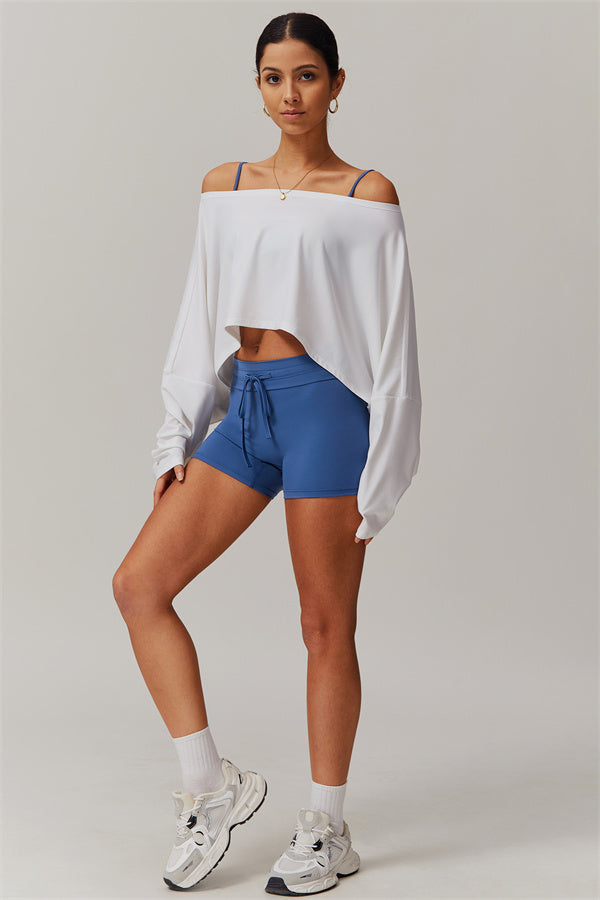 Asymmetrical Off-Shoulder Cropped Pullover